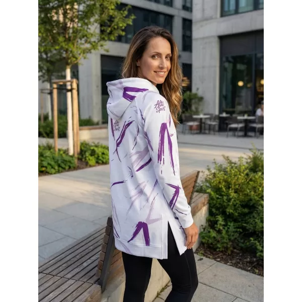  Hanorac prelungit funcțional pentru femei premium ALTISPORT VOJ/ALW049MI03 ALB/VIOLET 