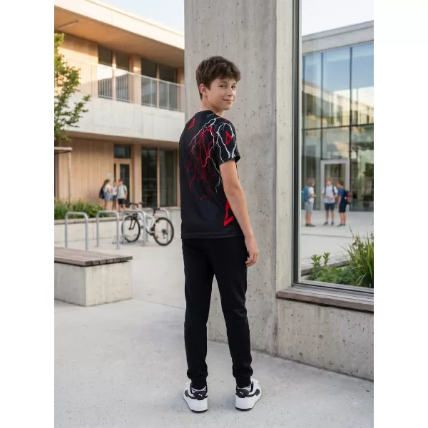  Tricou funcțional premium pentru copii ALTISPORT VOJ/ALK004TR01 NEGRU/ROSU 