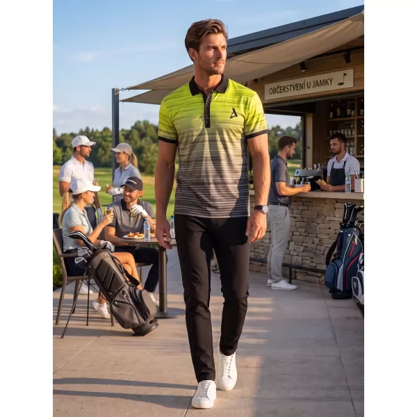  Tricou funcțional pentru bărbați cu guler premium ALTISPORT VOJ/ALM031TR05 NEGRU/GALBEN NEON 
