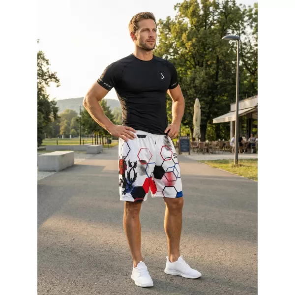  Pantaloni scurți funcționali premium pentru bărbați, fără buzunare ALTISPORT VOJ/ALM036KRA02 HEXA ALB 