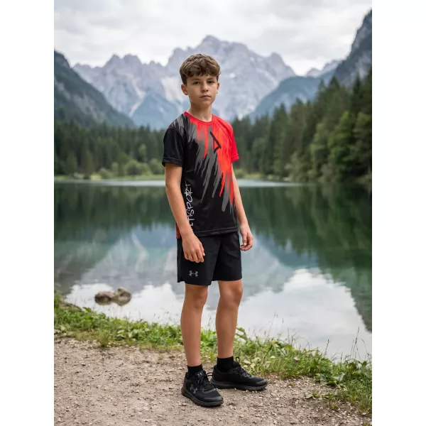  Tricou funcțional premium pentru copii ALTISPORT VOJ/ALK006TR01 NEGRU/ROSU 