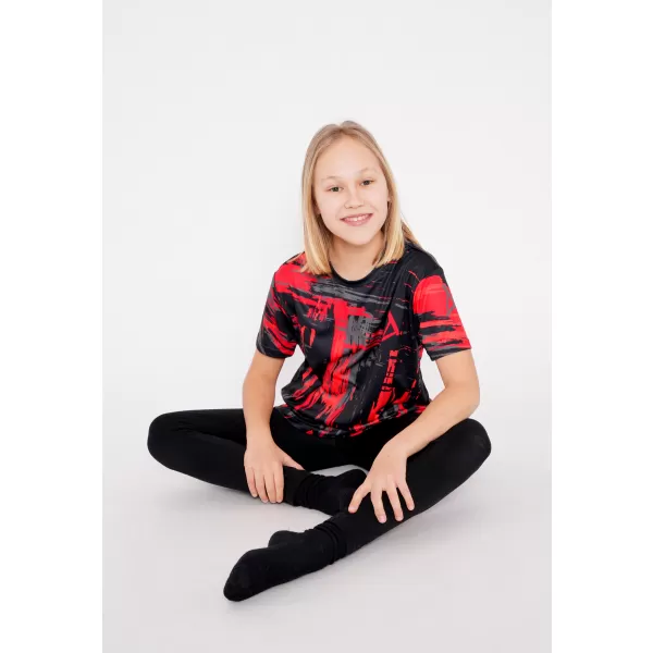  Tricou funcțional premium pentru copii ALTISPORT VOJ/ALK010TR01 NEGRU/ROSU 