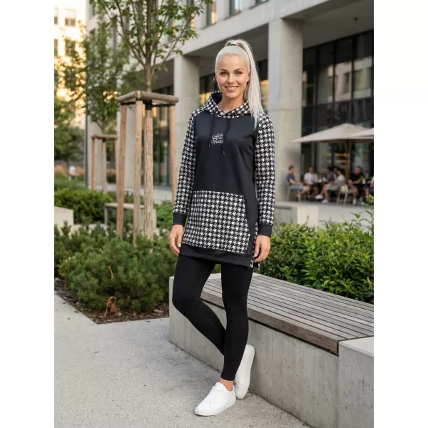  Hanorac prelungit funcțional pentru femei premium ALTISPORT VOJ/ALW048MI03 ALB-NEGRU 