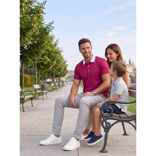  Tricou funcțional pentru bărbați cu guler premium ALTISPORT VOJ/ALM050TR05 BURGUNDIA 