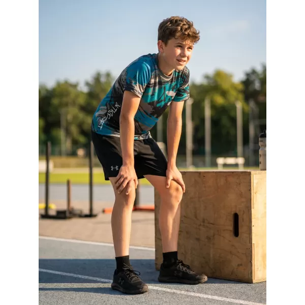  Tricou funcțional premium pentru copii ALTISPORT VOJ/ALK014TR01 NEGRU/KEROSEN 