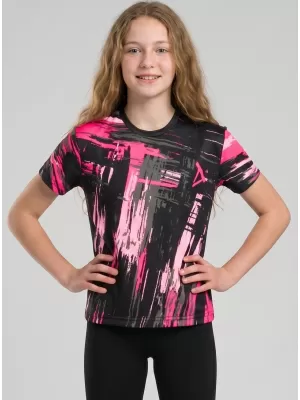 Tricou funcțional premium pentru copii ALTISPORT VOJ/ALK010TR01 NEGRU/ROZ DESCHIS