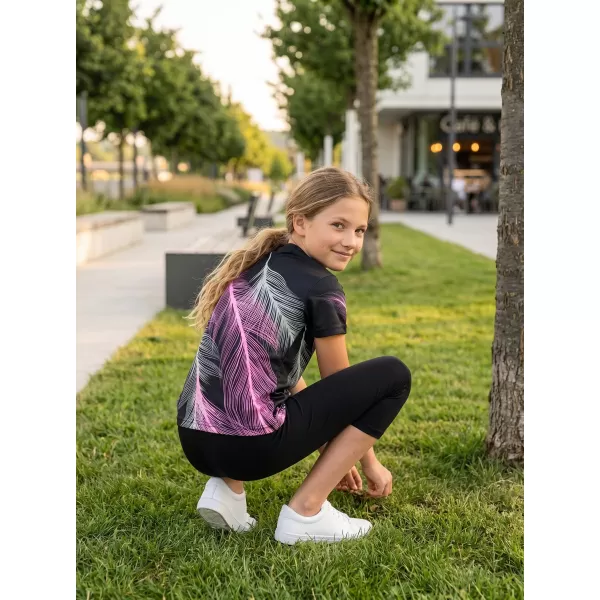  Tricou funcțional premium pentru copii ALTISPORT VOJ/ALK001TR01 NEGRU/ROZ DESCHIS 