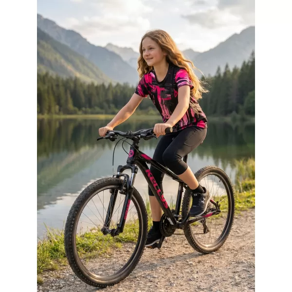  Tricou funcțional premium pentru copii ALTISPORT VOJ/ALK010TR01 NEGRU/ROZ DESCHIS 