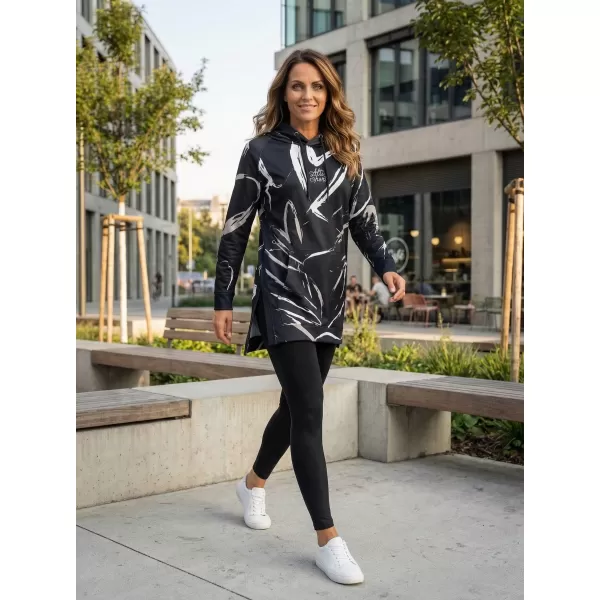  Hanorac prelungit funcțional pentru femei premium ALTISPORT VOJ/ALW049MI03 ALB-NEGRU 
