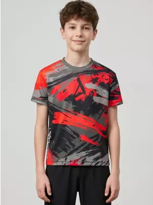 Tricou funcțional premium pentru copii ALTISPORT VOJ/ALK014TR01 NEGRU/ROSU