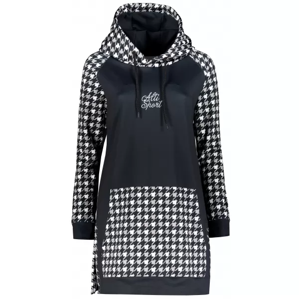  Hanorac prelungit funcțional pentru femei premium ALTISPORT VOJ/ALW048MI03 ALB-NEGRU 