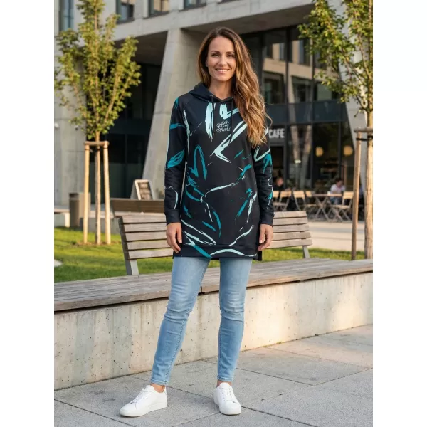  Hanorac prelungit funcțional pentru femei premium ALTISPORT VOJ/ALW049MI03 NEGRU ȘI ALBASTRU 