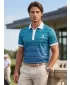 Tricou funcțional pentru bărbați cu guler premium ALTISPORT VOJ/ALM031TR05 SMARALD/ALBASTRU