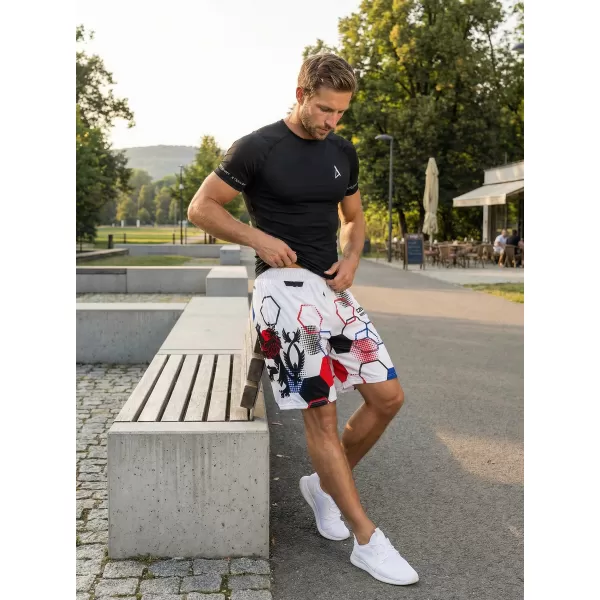  Pantaloni scurți funcționali premium pentru bărbați, fără buzunare ALTISPORT VOJ/ALM036KRA02 HEXA ALB 