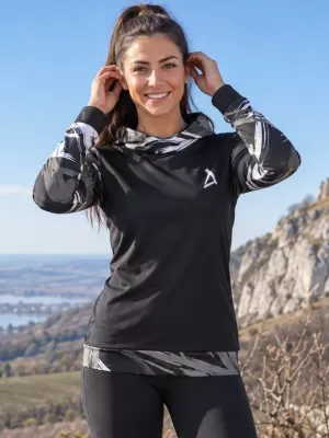 Hanorac funcțional premium pentru femei ALTISPORT VOJ/ALW039MI01 NEGRU/ALB