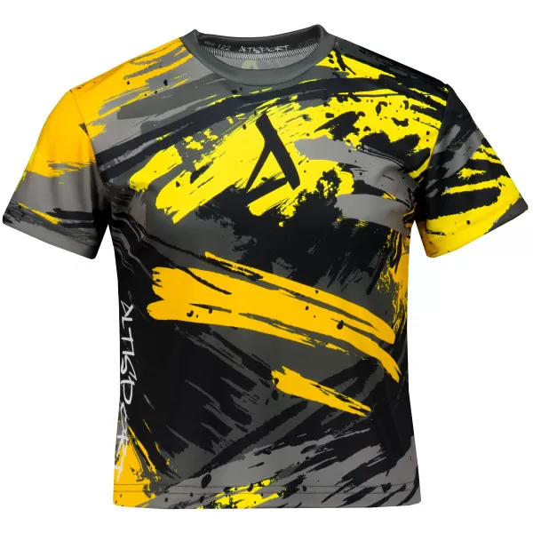  Tricou funcțional premium pentru copii ALTISPORT VOJ/ALK014TR01 NEGRU SI GALBEN 