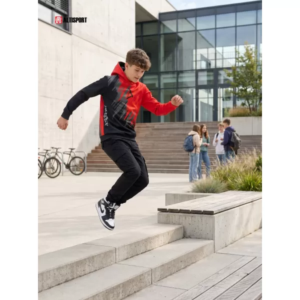  Hanorac funcțional premium pentru copii ALTISPORT VOJ/ALK006MI01 NEGRU/ROSU 