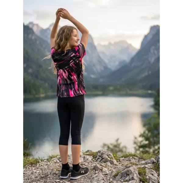  Tricou funcțional premium pentru copii ALTISPORT VOJ/ALK010TR01 NEGRU/ROZ DESCHIS 