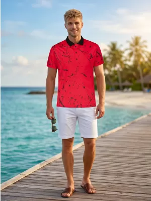 Tricou funcțional pentru bărbați cu guler premium ALTISPORT VOJ/ALM034TR05 ROŞU