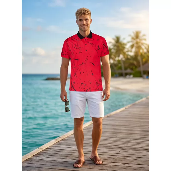  Tricou funcțional pentru bărbați cu guler premium ALTISPORT VOJ/ALM034TR05 ROŞU 