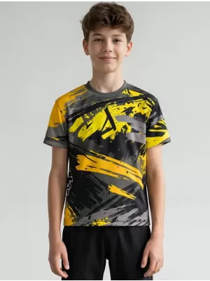 Tricou funcțional premium pentru copii ALTISPORT VOJ/ALK014TR01 NEGRU SI GALBEN