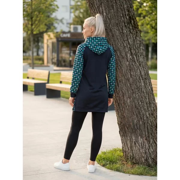  Hanorac prelungit funcțional pentru femei premium ALTISPORT VOJ/ALW048MI03 NEGRU ȘI ALBASTRU 