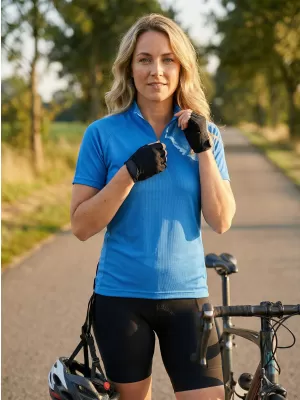 Tricou de ciclism pentru femei ALTISPORT NoPrint NP/ALW115NJ ALBASTRU STRĂLUCITOR