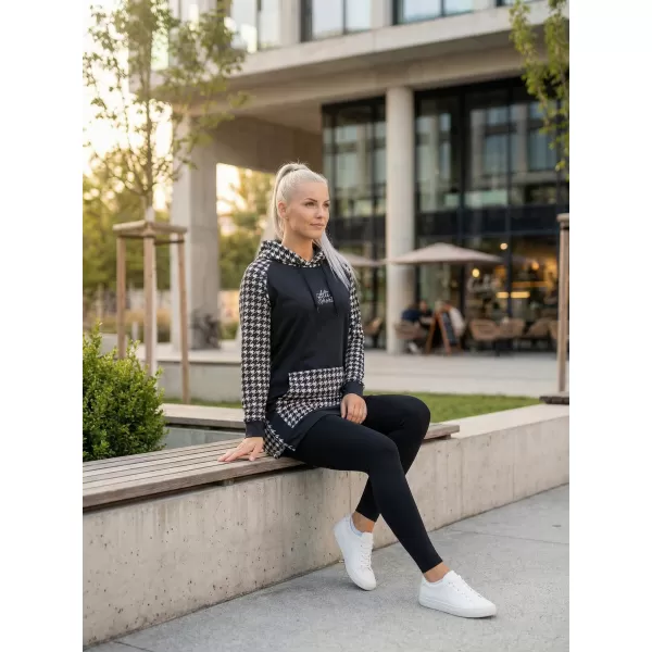  Hanorac prelungit funcțional pentru femei premium ALTISPORT VOJ/ALW048MI03 ALB-NEGRU 