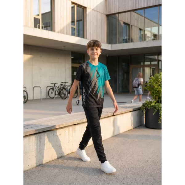  Tricou funcțional premium pentru copii ALTISPORT VOJ/ALK006TR01 NEGRU/KEROSEN 