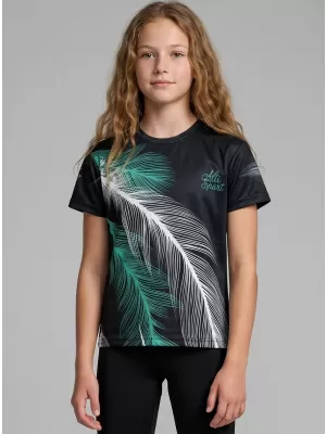 Tricou funcțional premium pentru copii ALTISPORT VOJ/ALK001TR01 NEGRU/TURCOAZ