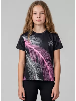 Tricou funcțional premium pentru copii ALTISPORT VOJ/ALK001TR01 NEGRU/ROZ DESCHIS