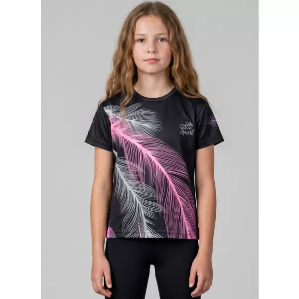  Tricou funcțional premium pentru copii ALTISPORT VOJ/ALK001TR01 NEGRU/ROZ DESCHIS 