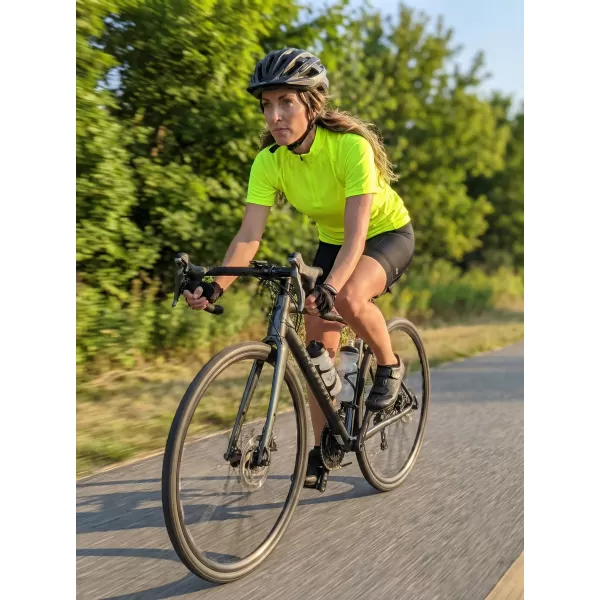  Tricou de ciclism pentru femei ALTISPORT NoPrint NP/ALW115NJ GALBEN STRĂLUCITOR 