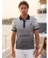 Tricou funcțional pentru bărbați cu guler premium ALTISPORT VOJ/ALM031TR05 NEGRU/ALB