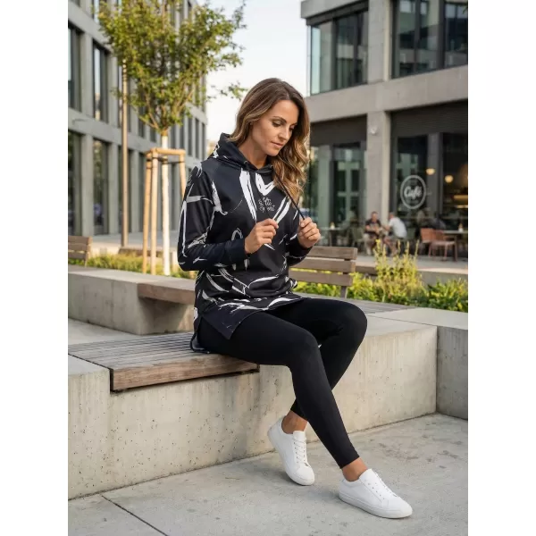  Hanorac prelungit funcțional pentru femei premium ALTISPORT VOJ/ALW049MI03 ALB-NEGRU 