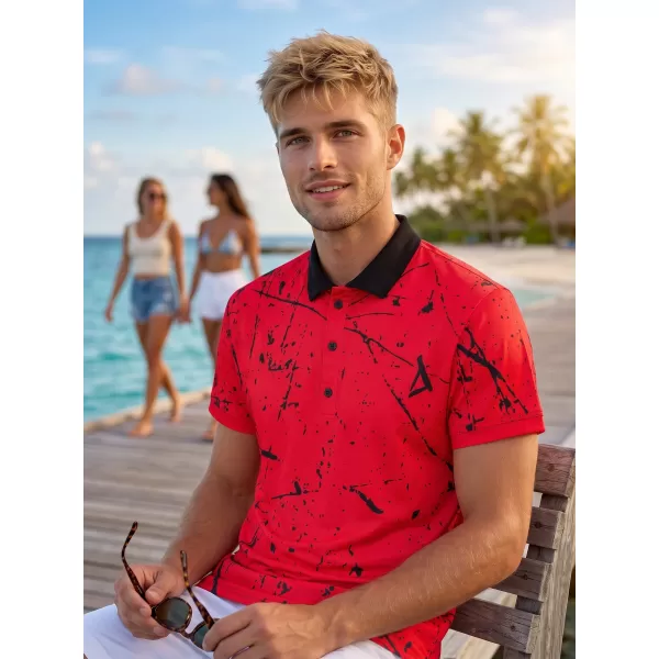  Tricou funcțional pentru bărbați cu guler premium ALTISPORT VOJ/ALM034TR05 ROŞU 