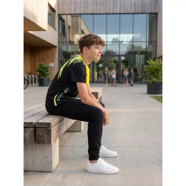  Tricou funcțional premium pentru copii ALTISPORT VOJ/ALK006TR01 NEGRU SI GALBEN 