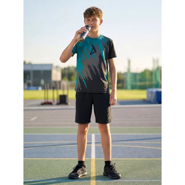  Tricou funcțional premium pentru copii ALTISPORT VOJ/ALK006TR01 NEGRU/KEROSEN 