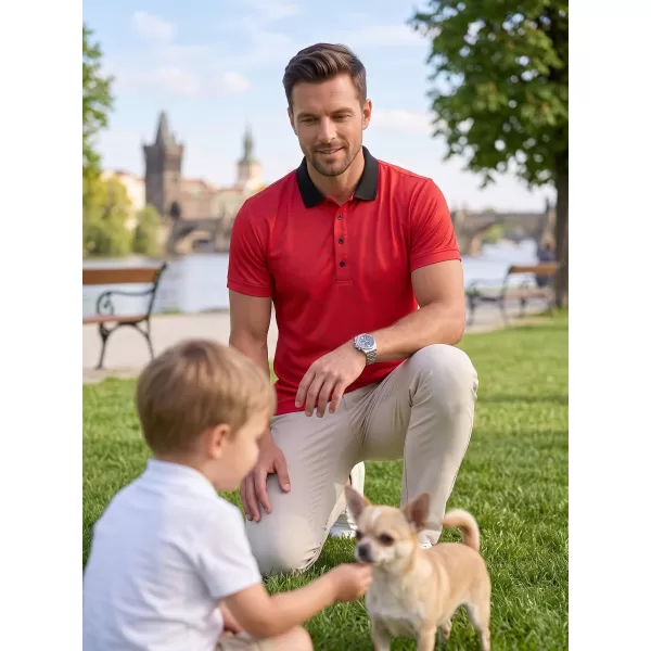  Tricou funcțional pentru bărbați cu guler premium ALTISPORT VOJ/ALM050TR05 ROŞU 