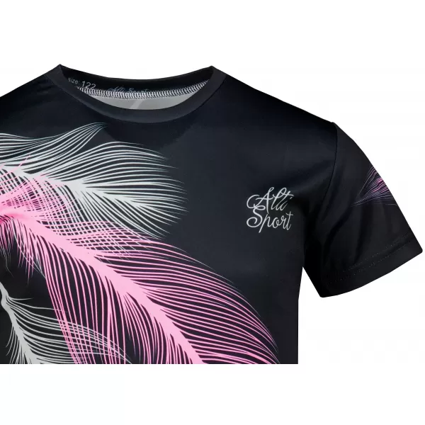  Tricou funcțional premium pentru copii ALTISPORT VOJ/ALK001TR01 NEGRU/ROZ DESCHIS 