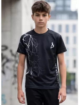 Tricou funcțional premium pentru copii ALTISPORT VOJ/ALK004TR01 ALB-NEGRU