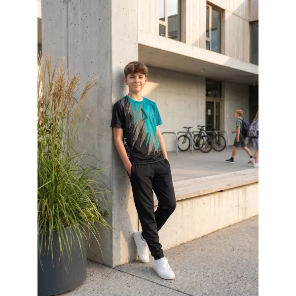  Tricou funcțional premium pentru copii ALTISPORT VOJ/ALK006TR01 NEGRU/KEROSEN 