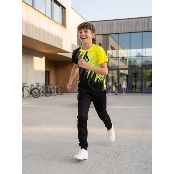  Tricou funcțional premium pentru copii ALTISPORT VOJ/ALK006TR01 NEGRU SI GALBEN 