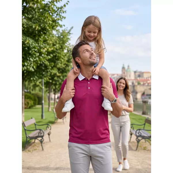  Tricou funcțional pentru bărbați cu guler premium ALTISPORT VOJ/ALM050TR05 BURGUNDIA 