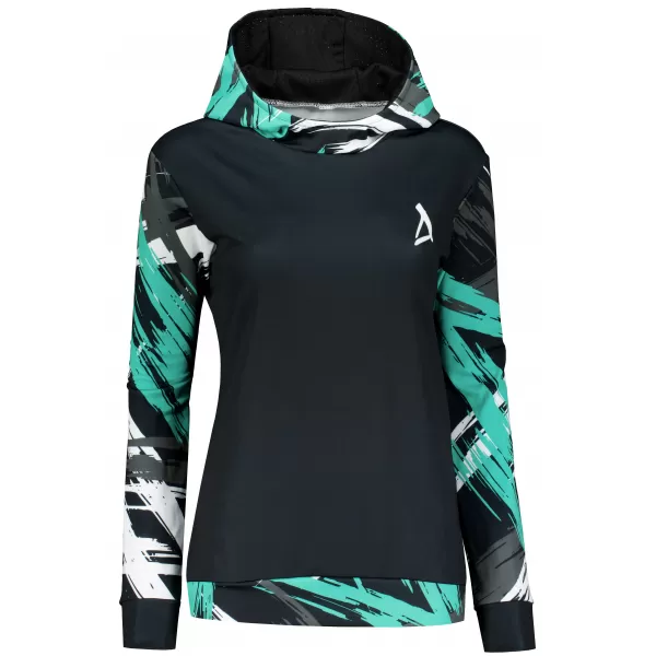  Hanorac funcțional premium pentru femei ALTISPORT VOJ/ALW039MI01 NEGRU/TURCOAZ 