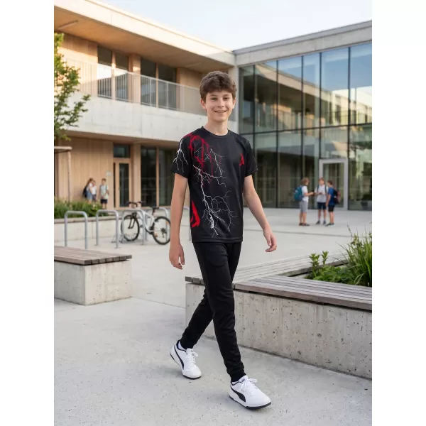  Tricou funcțional premium pentru copii ALTISPORT VOJ/ALK004TR01 NEGRU/ROSU 
