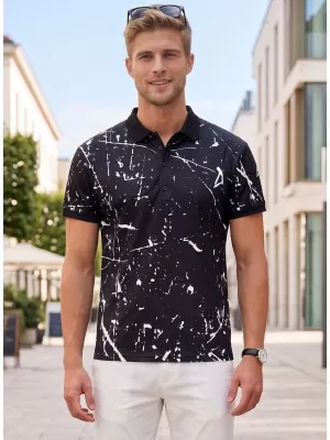Tricou funcțional pentru bărbați cu guler premium ALTISPORT VOJ/ALM034TR05 NEGRU