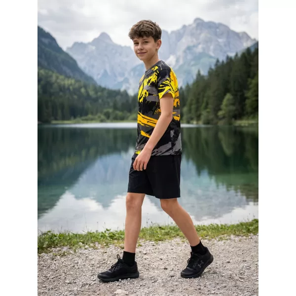  Tricou funcțional premium pentru copii ALTISPORT VOJ/ALK014TR01 NEGRU SI GALBEN 