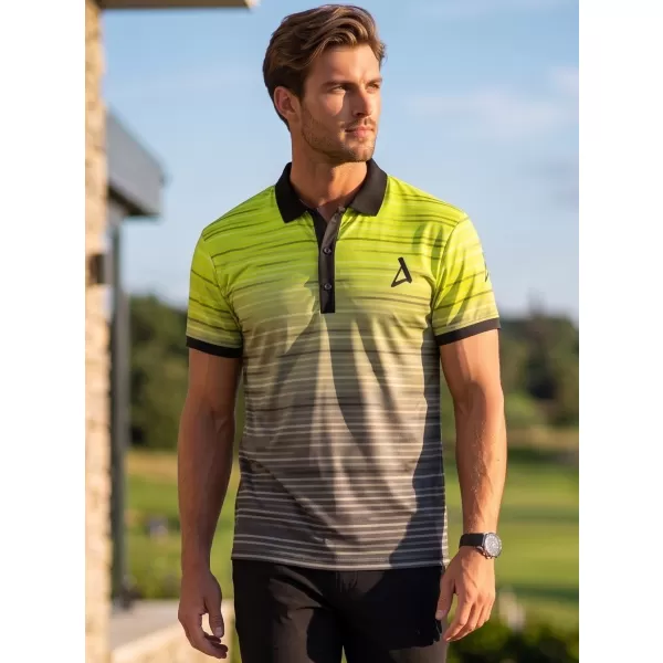  Tricou funcțional pentru bărbați cu guler premium ALTISPORT VOJ/ALM031TR05 NEGRU/GALBEN NEON 
