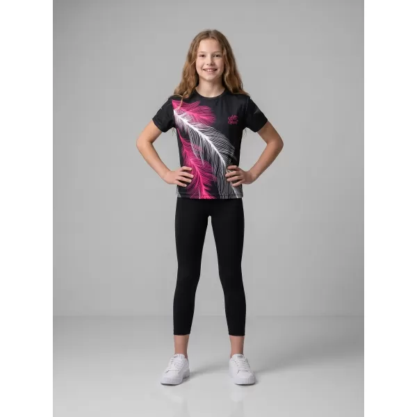  Tricou funcțional premium pentru copii ALTISPORT VOJ/ALK001TR01 NEGRU/ROZ 